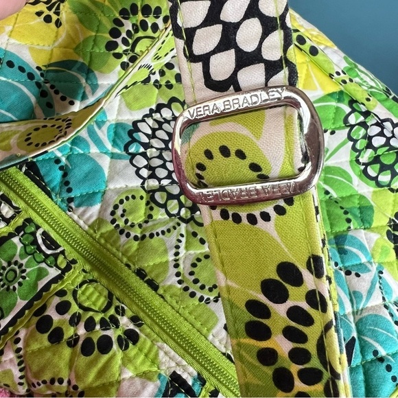 Vera Bradley Limes Up Pattern Green Floral Quilted Shoulder Crossbody Saddle Bag - Picture 12 of 13
